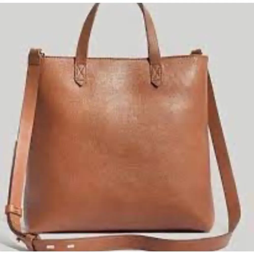 Madewell ZipTop Transport Tan English Saddle Leather Crossbody Tote Bag Classic